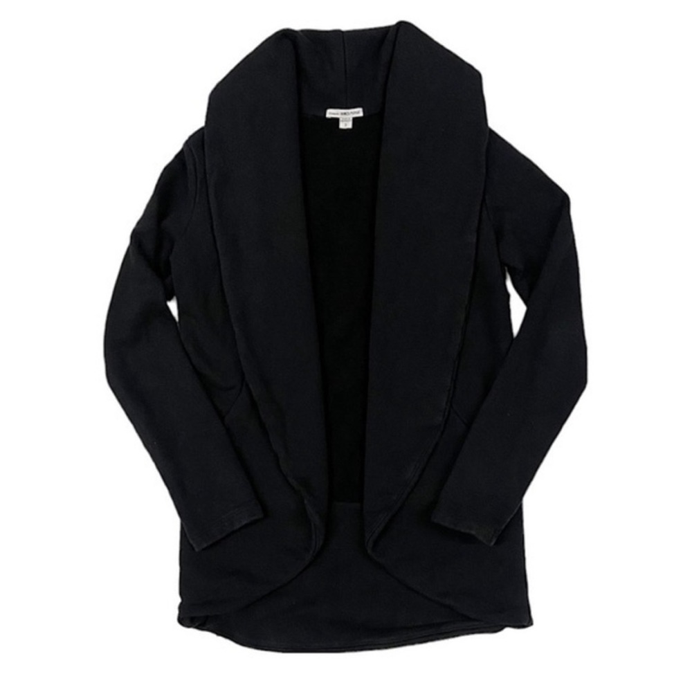 James Perse Black Open Front Wrap Cardigan in Black